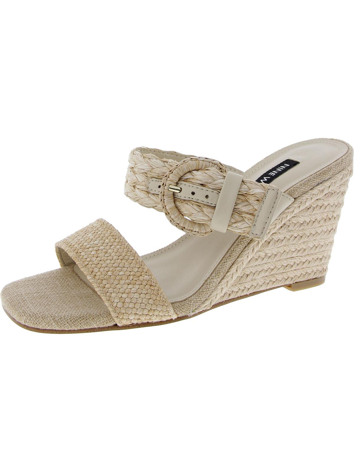 Nine West Womens Novalie 3 Open Toe Slip On Wedge Sandals